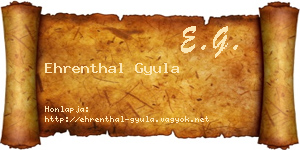 Ehrenthal Gyula névjegykártya